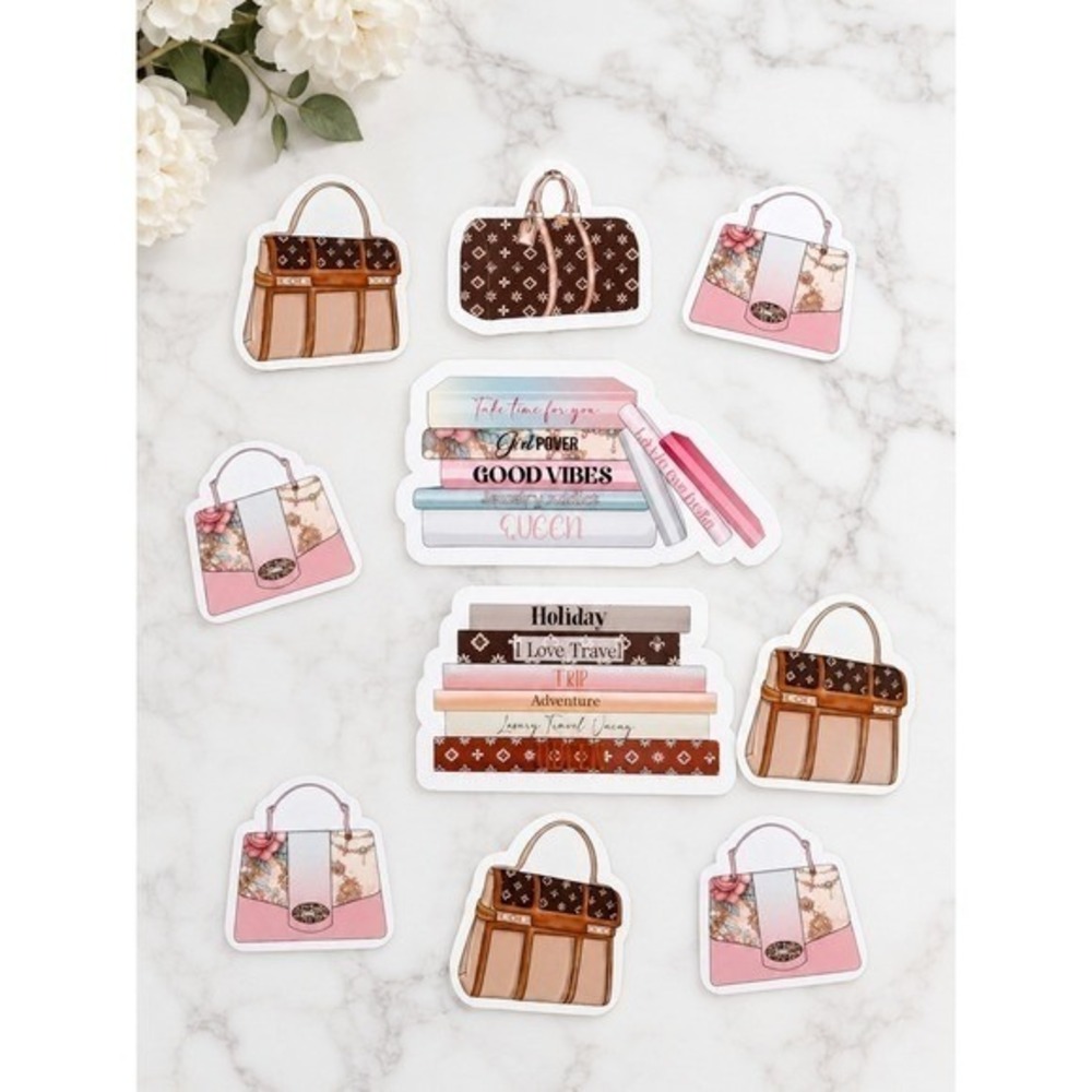 10 Fashion Accessories and‎ Booklover Theme Stickers